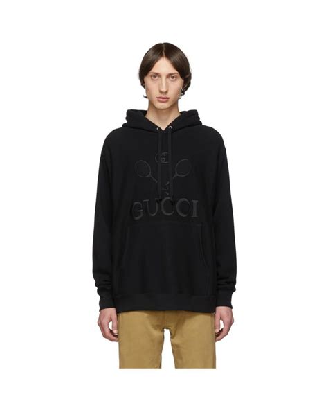 gucci tennis hoodie black|Gucci champion hoodie cheap.